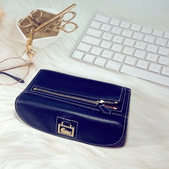 🦆 DOONEY & BOURKE DILLEN CONTINENTAL DARKBLUE NAVY LEATHER TRIFOLD CLUTCH WALLET - Picture 2 of 9